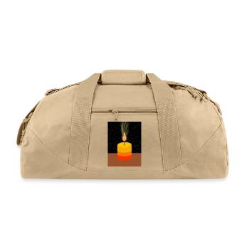 Gradient Candle Glow on Starry Night - Recycled Duffel Bag - beige - Front