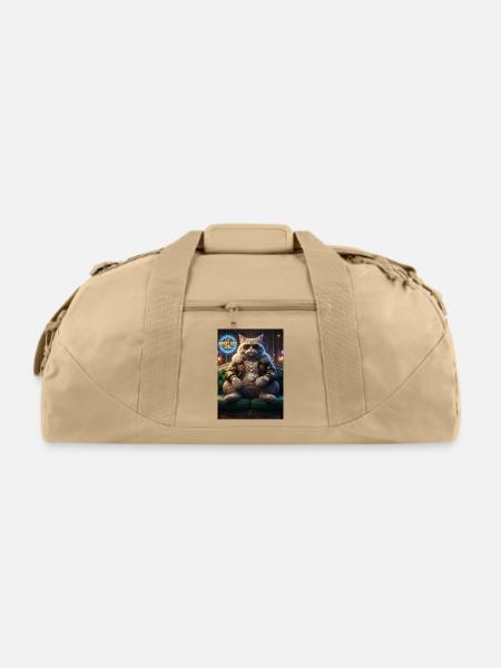 Bossy_cat_club - Recycled Duffel Bag - beige