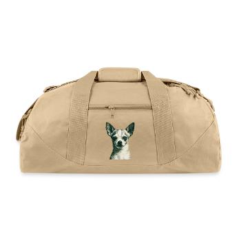 Chihuahua Noir Portrait, Dog Lovers  - Recycled Duffel Bag - beige - Front