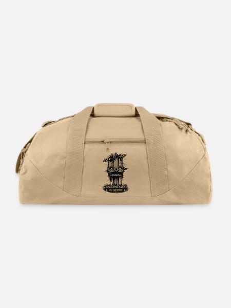 Glitch Skull in Industrial Night - Recycled Duffel Bag - beige