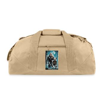 Bigfoot and chupacabra forest walkers full moon  - Recycled Duffel Bag - beige - Front