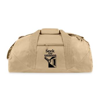 Seek The Unseen Flashlight Urbex Minimalist Art - Recycled Duffel Bag - beige - Front