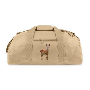 Gentle Fawn in Forest - Recycled Duffel Bag - beige - Front