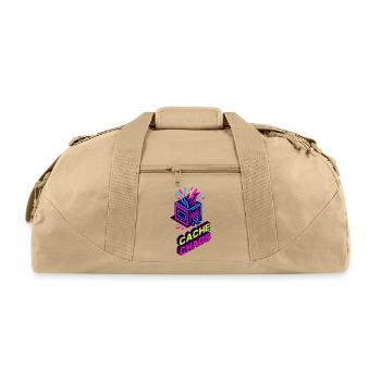 Cache Chaos — Neon Data Dive Isometric Design - Recycled Duffel Bag - beige - Front