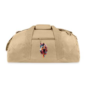 Colorful Horse T-Shirt Design  - Recycled Duffel Bag - beige - Front