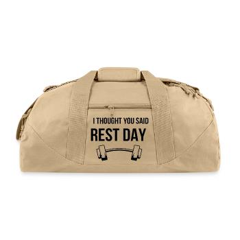 Funny Gym I Thought You Said Rest Day - Recycled Duffel Bag - beige - Front