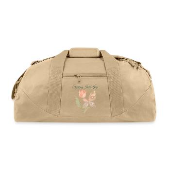 Spring Into Joy Tulip Butterfly - Recycled Duffel Bag - beige - Front