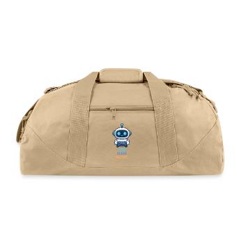 Code Sleep Repeat – Cute Geek Robot - Recycled Duffel Bag - beige - Front