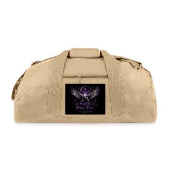 Faith Over Fear: Dark Gothic Raven - Recycled Duffel Bag - beige - Front