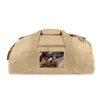 White Wildflower on Rock - Recycled Duffel Bag - beige - Front