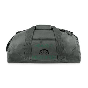 Heavily Meditated Yoga Yogi Design - Recycled Duffel Bag - charcoal - Front