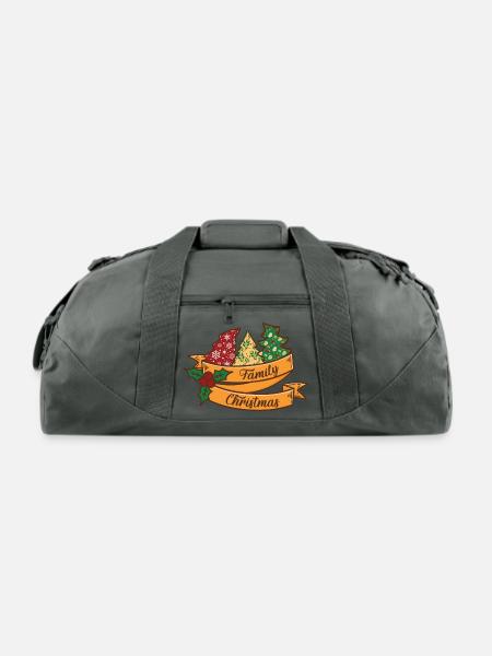 Xmas Family Christmas Mistletoe Fir Tree - Recycled Duffel Bag - charcoal