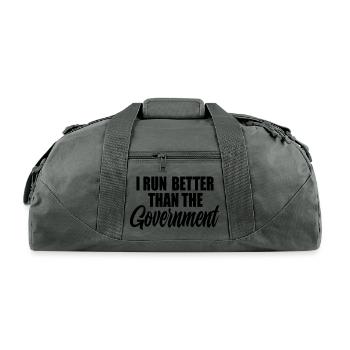 I Run Better Then The Government - Recycled Duffel Bag - charcoal - Front
