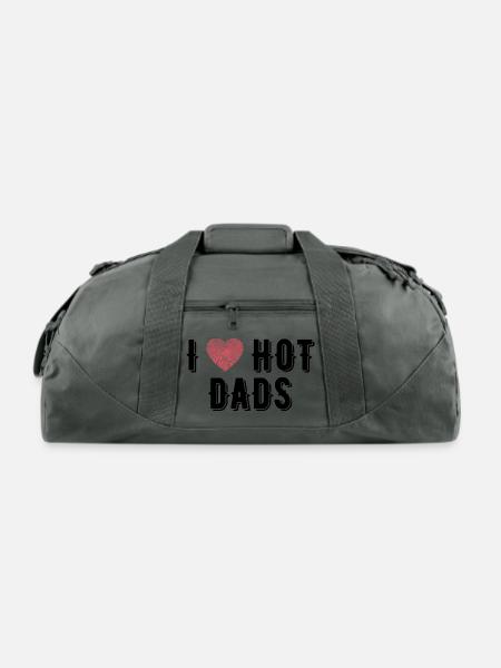 I Love Hot Dads Funny Dad Gifts For Fathers Day - Recycled Duffel Bag - charcoal