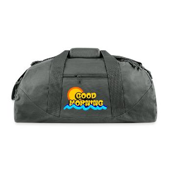 Good morning design. Let your day sunshine. - Recycled Duffel Bag - charcoal - Front