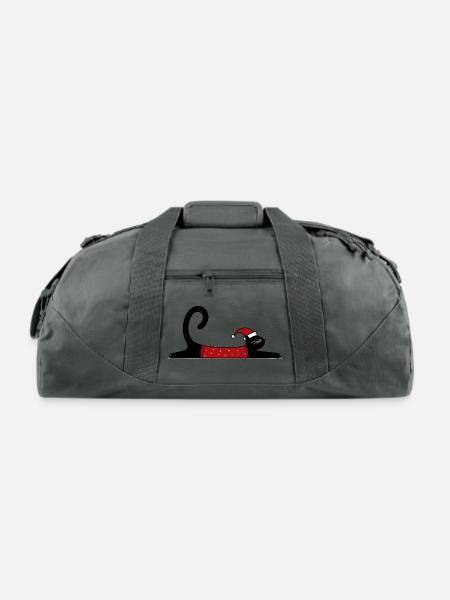 Cozy Christmas Cat - Recycled Duffel Bag - charcoal