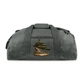 Japanese Pine Bonsai Tree Art - Recycled Duffel Bag - charcoal - Front