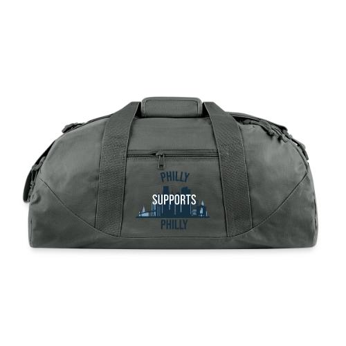 Philly Supports Philly skyline blue transparentbg - Recycled Duffel Bag