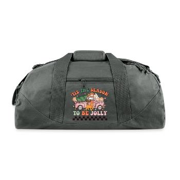 Tis The Season To Be Jolly Farm Christmas Tree - Recycled Duffel Bag - charcoal - Front
