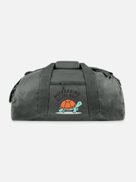 Buffering Turtle Meme - Recycled Duffel Bag - charcoal