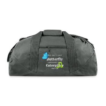 Butterfly Language Tee - Recycled Duffel Bag - charcoal - Front