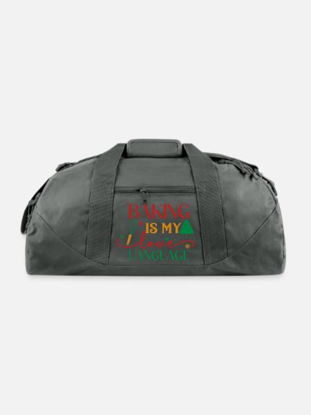 baking is my love language 01 - Recycled Duffel Bag - charcoal