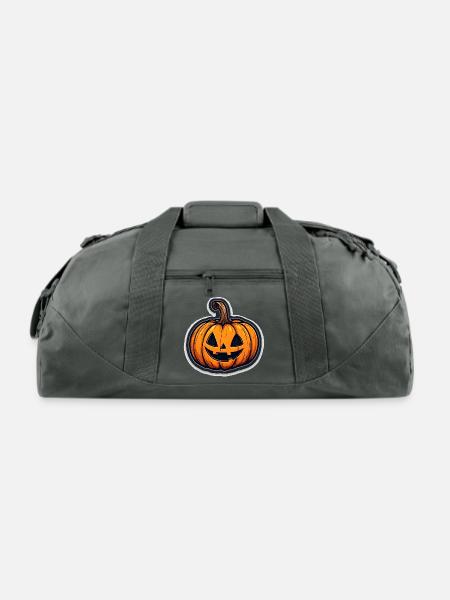 Carved Pumpkin Jack-O-Lantern - Recycled Duffel Bag - charcoal