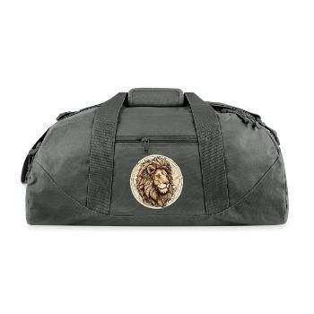 Majestic Lion Circle Illustration - Recycled Duffel Bag - charcoal - Front