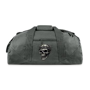 Gothic Skull Crown of Thorns Dark Art Design - Recycled Duffel Bag - charcoal - Front