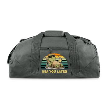 Sea You Later Funny Turtle T-Shirt | Cute Beach  - Recycled Duffel Bag - charcoal - Front