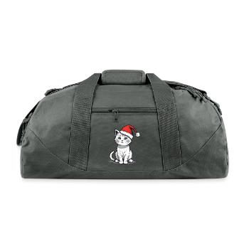 White Christmas Cat - Recycled Duffel Bag - charcoal - Front