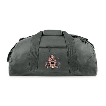 Sasquatch Holding Flowers - Recycled Duffel Bag - charcoal - Front