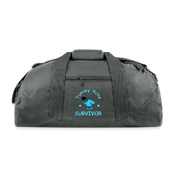 Tummy Ache Survivor Funny - Recycled Duffel Bag - charcoal - Front
