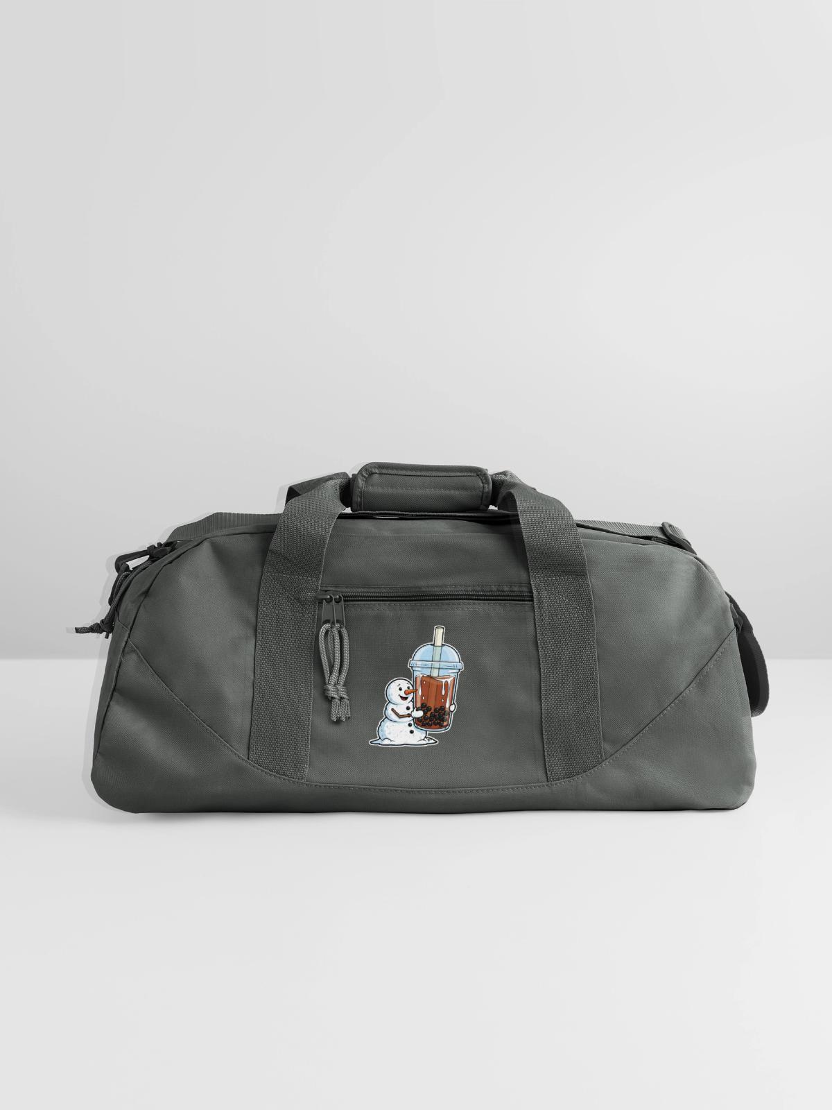 Snowman Bubble Tea Cup - Recycled Duffel Bag - charcoal - Front