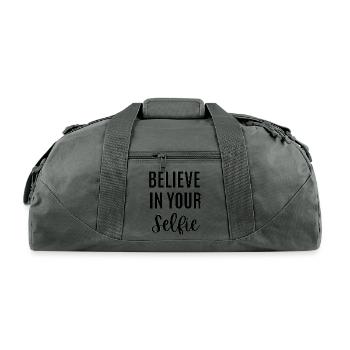 Believe in your selfie - Recycled Duffel Bag - charcoal - Front