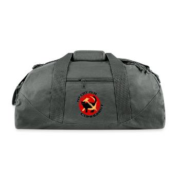 My Cat is a COMMUNIST Funny Cat - Recycled Duffel Bag - charcoal - Front