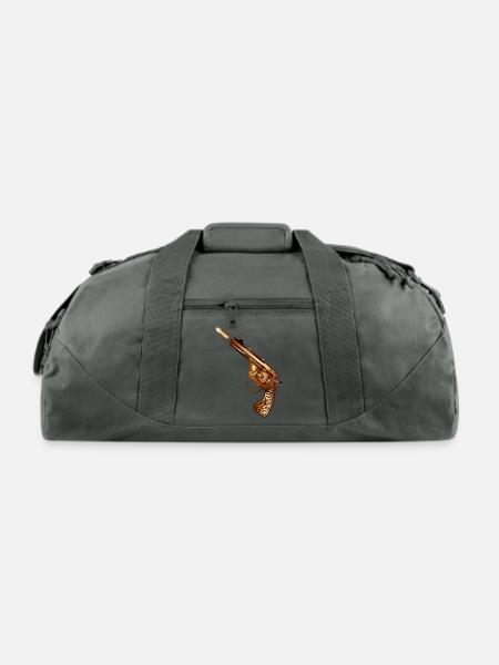 richly decorated steampunk revolver with cartridge - Recycled Duffel Bag - charcoal - Front