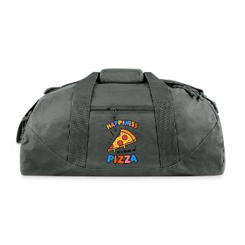 Happiness is a Slice of Pizza - Recycled Duffel Bag - charcoal - Front