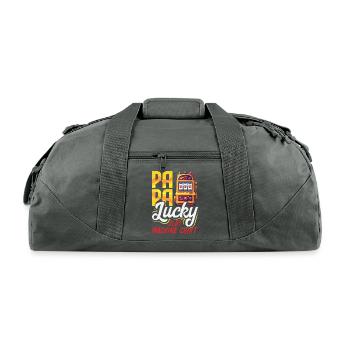 Papa Lucky Slot Machine Shirt Casino Gambling - Recycled Duffel Bag - charcoal - Front