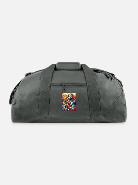 Mother cradles child - Recycled Duffel Bag - charcoal