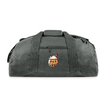 Cute Kawaii Boba milk Tea - 1 - Recycled Duffel Bag - charcoal - Front