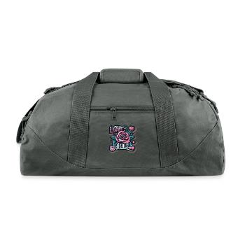 Love heals everything - Recycled Duffel Bag - charcoal - Front