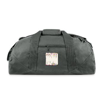 White Loaf Cat - Recycled Duffel Bag - charcoal - Front