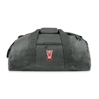 Cute pig in a mud - Recycled Duffel Bag - charcoal - Front