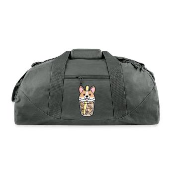 Kawaii Corgi Bubble Tea - Recycled Duffel Bag - charcoal - Front