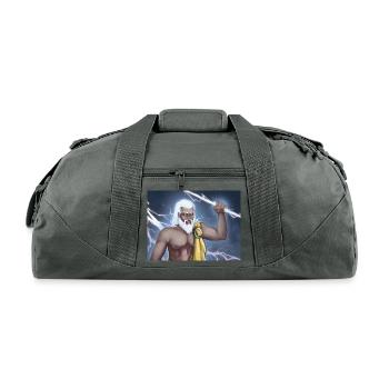 A Titan holding a lightning bolt - Recycled Duffel Bag - charcoal - Front