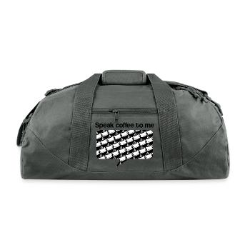 Speak Coffee to Me - Recycled Duffel Bag - charcoal - Front