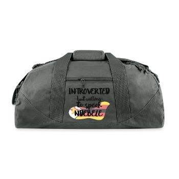 Introverted But Willing To Speak Ndebele - Recycled Duffel Bag - charcoal - Front