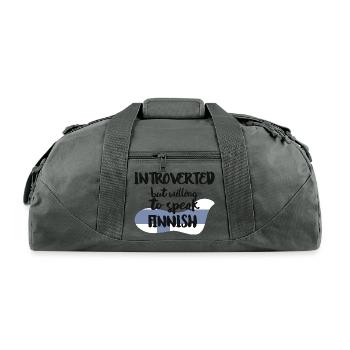 Introverted But Willing To Speak Finnish - Recycled Duffel Bag - charcoal - Front
