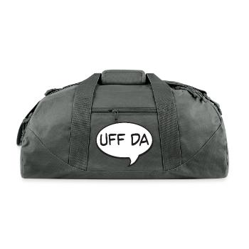 Uff Da Speech Bubble - Recycled Duffel Bag - charcoal - Front